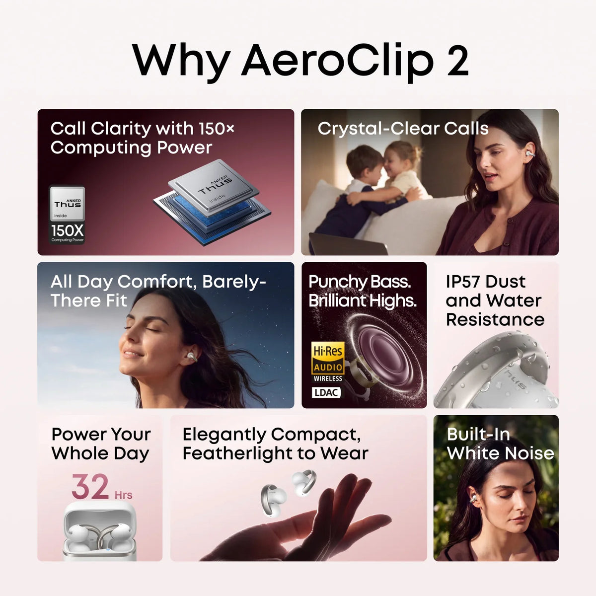 Anker soundcore Aeroclip 2 | Guinness-Certified Clip-On Earbuds for Clear Calls
